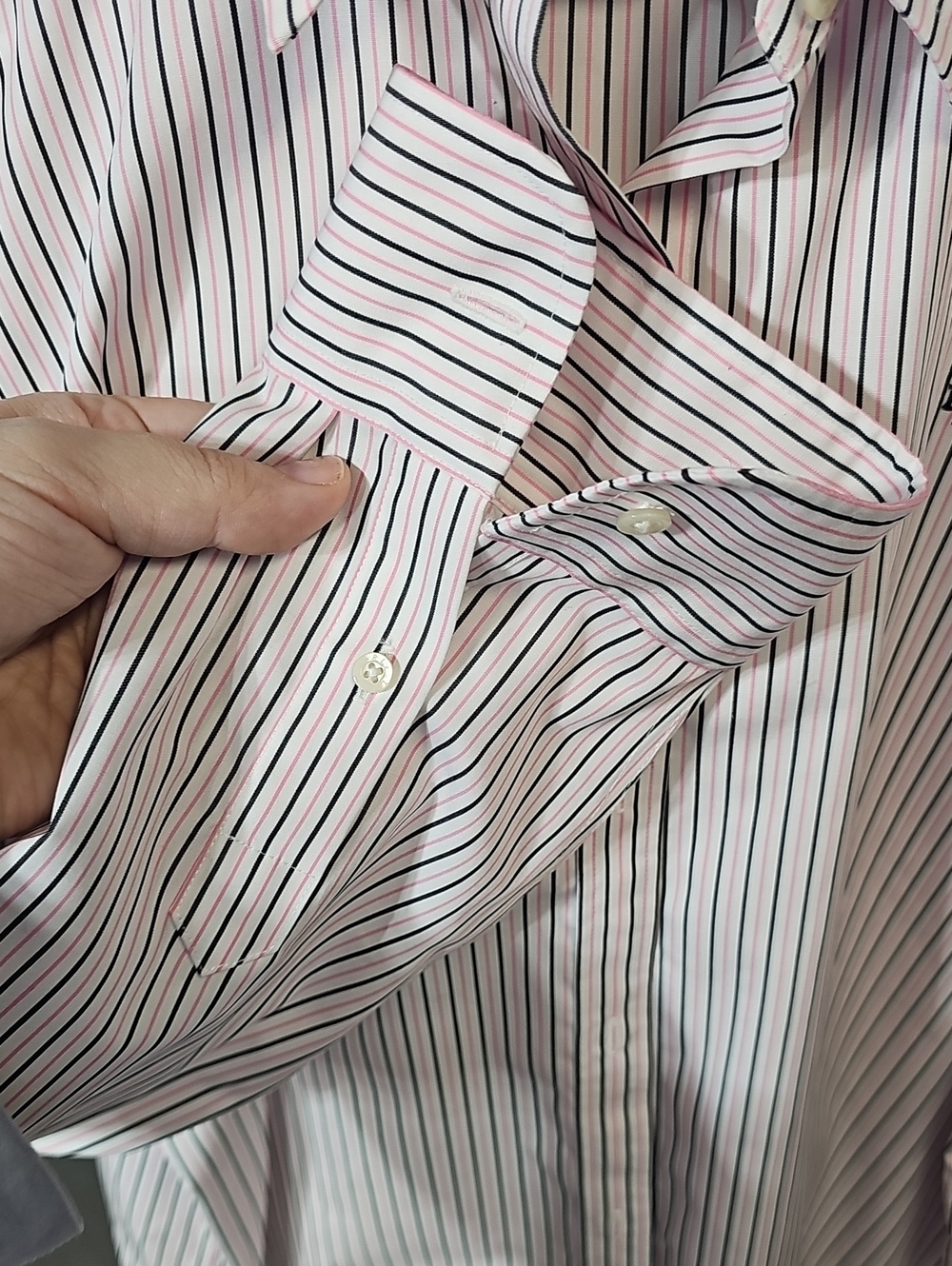 Ralph Lauren Womens Pink and White Stripe Dress Shirt - Picture 3 of 3